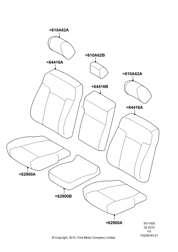 05A - Front Seat Covers, With Split Bench Front Seat; 22/FEB/2010-05/JUL/2016