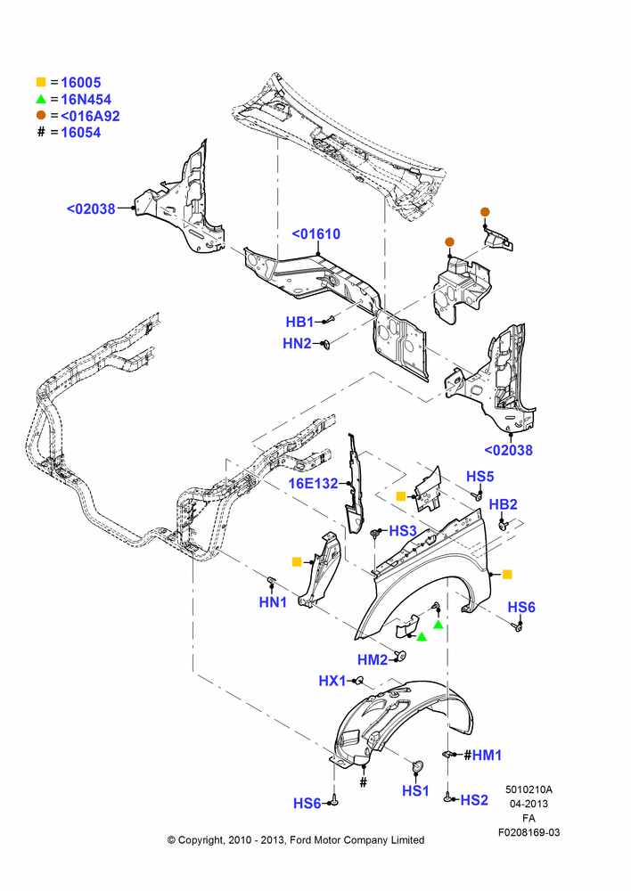 10A - Dash Panel and Front Fenders, With Monobeam Suspension - Narrow, With Twin I Beam Suspension; 22/FEB/2010-05/JUL/2016