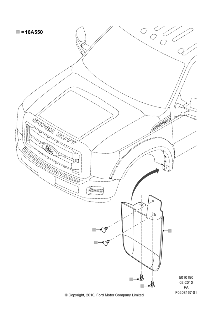 90A - Mudflaps, Production Installed; 22/FEB/2010-05/JUL/2016