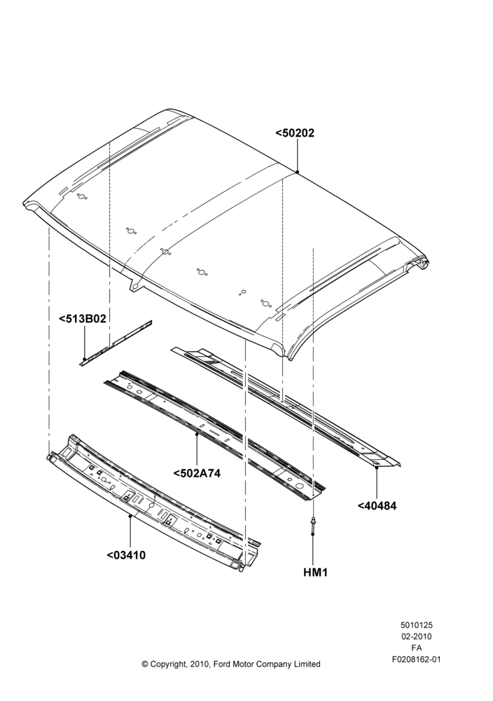 25A - Roof - Sheet Metal, Regular Cab; 22/FEB/2010-05/JUL/2016