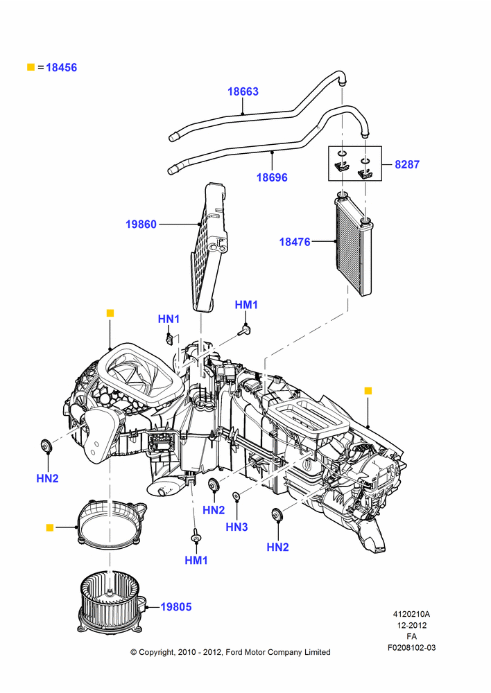 10A - Heater/Air Cond.Internal Components, Less Air Conditioning; 22/FEB/2010-05/JUL/2016