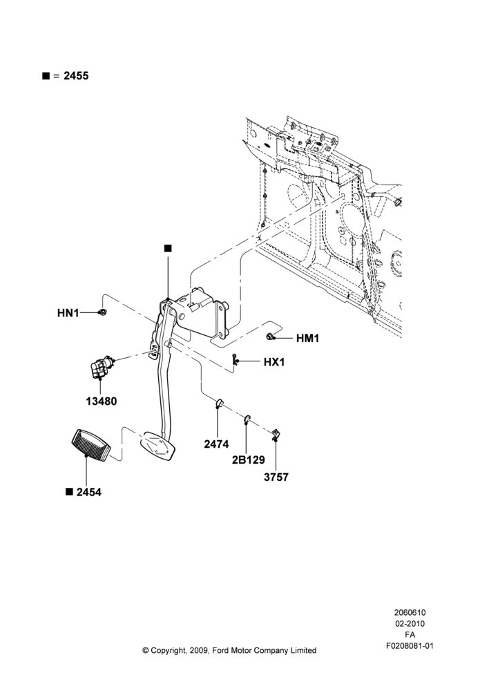 10A - Brake and Clutch Controls, With Fixed Foot Pedals; 22/FEB/2010-05/JUL/2016