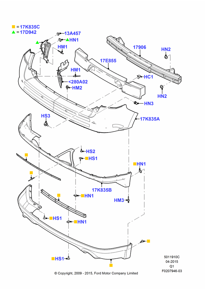 10C - Rear Bumper, Ford Series, ST Version; 18/SEP/2008-12/JUL/2010