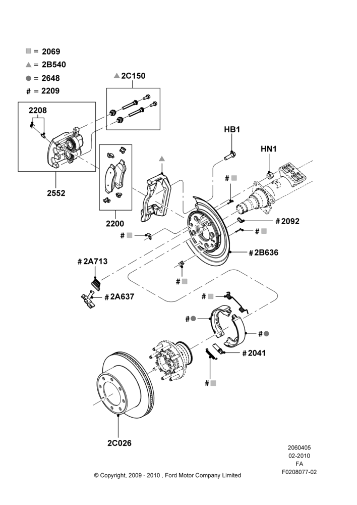 Rear Brake Discs and Calipers, Ford 250 Series, Ford 350 Series, With Single Rear Wheels