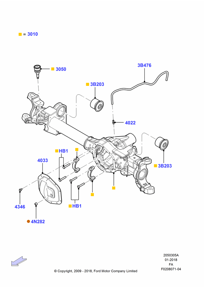 05A - Front Axle Case, LHD 4WD (Part Time Drive), Axle Housing; 22/FEB/2010-05/JUL/2016
