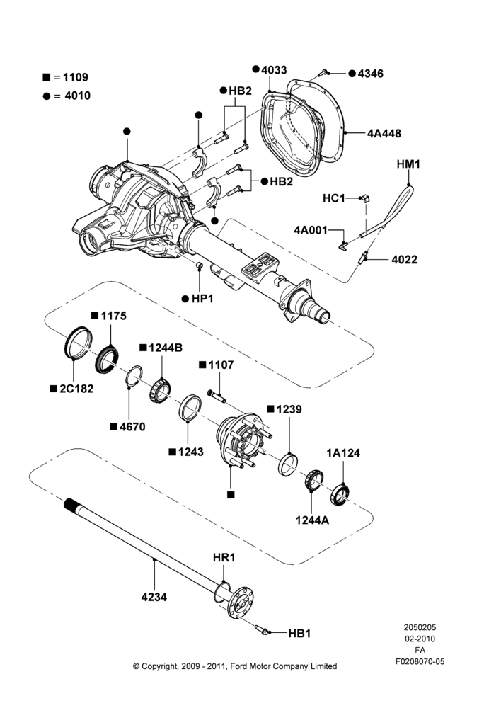 05A - Rear Axle, Ford 250 Series; 22/FEB/2010-05/JUL/2016