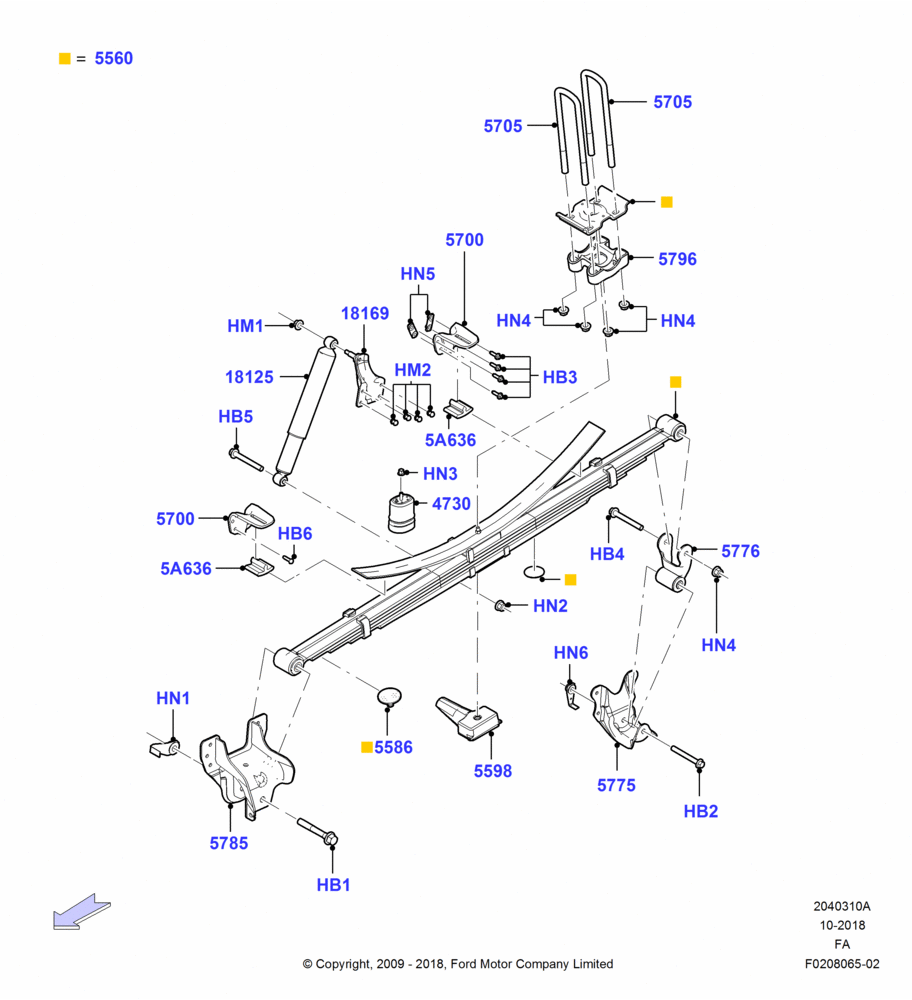 10A - Rear Springs and Shock Absorbers, Wide Frame (Pickup), Ford 250 Series, Ford 350 Series, With Single Rear Wheels; 22/FEB/2010-05/JUL/2016