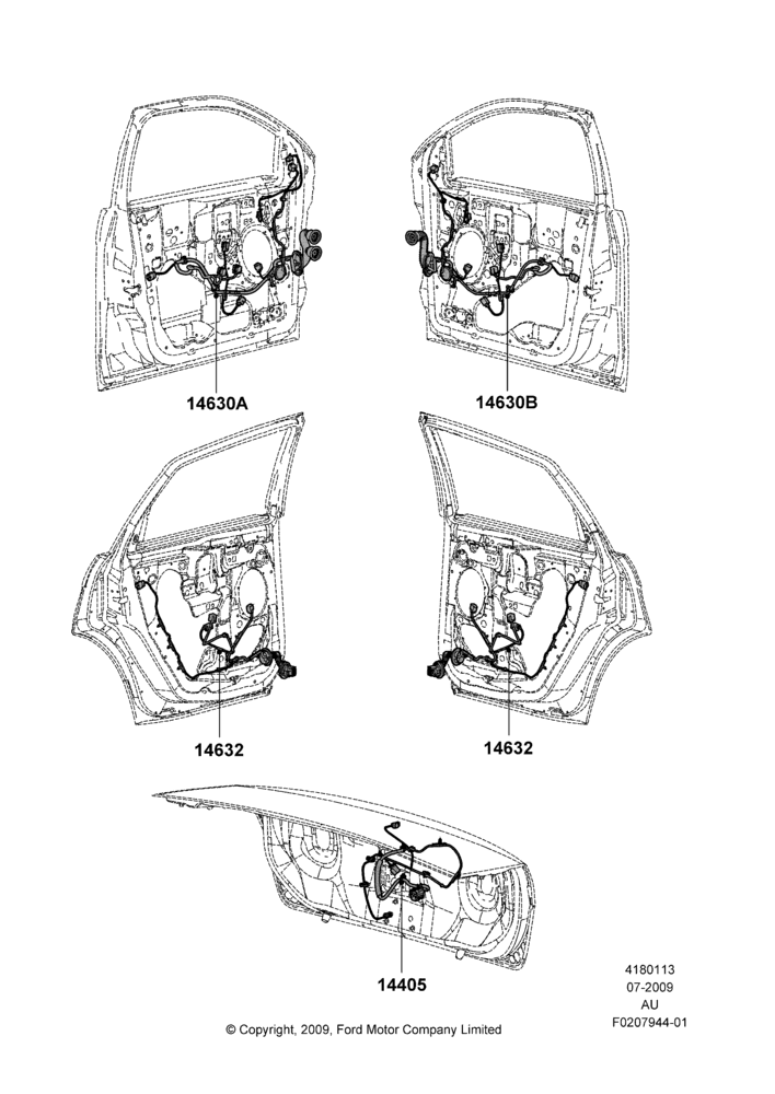 13R - Wiring - Body Closures, 4 Door Sedan; 20/JUL/2009-07/DEC/2010