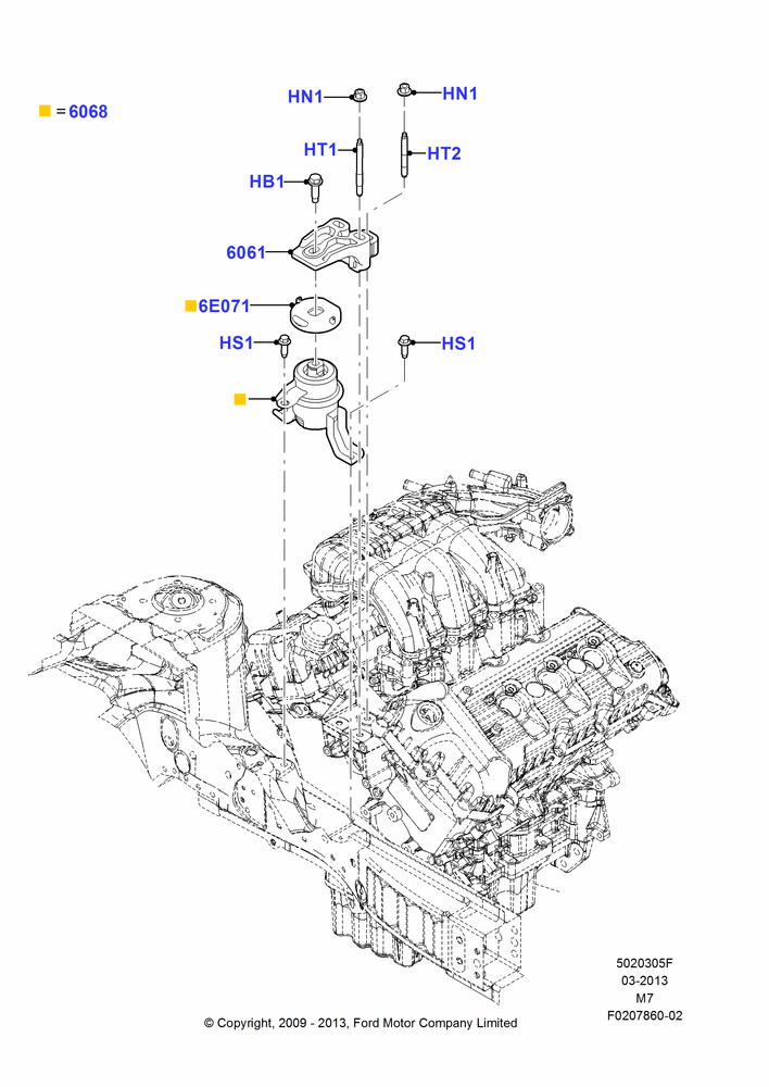 05F - Engine Mounting, 3.0L 4V OHC V6 Duratec 230HP; 23/JUN/2008-29/APR/2012