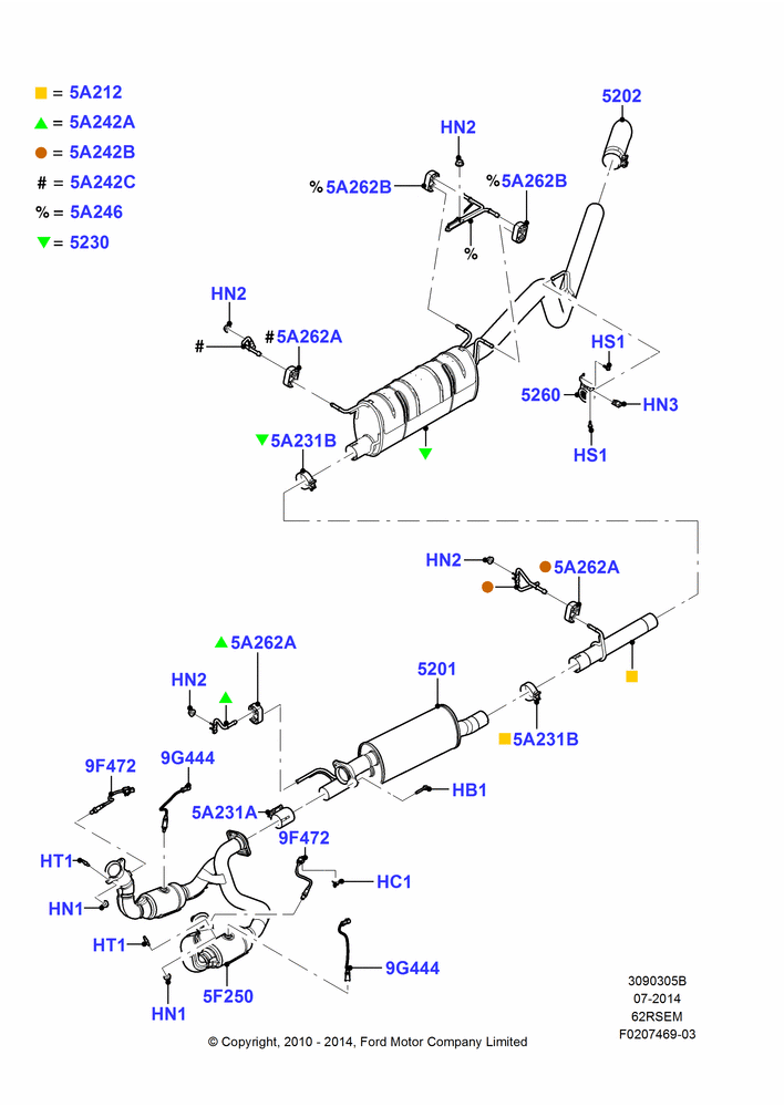 Exhaust System, 6.2L 16V OHC NA V8 Gas