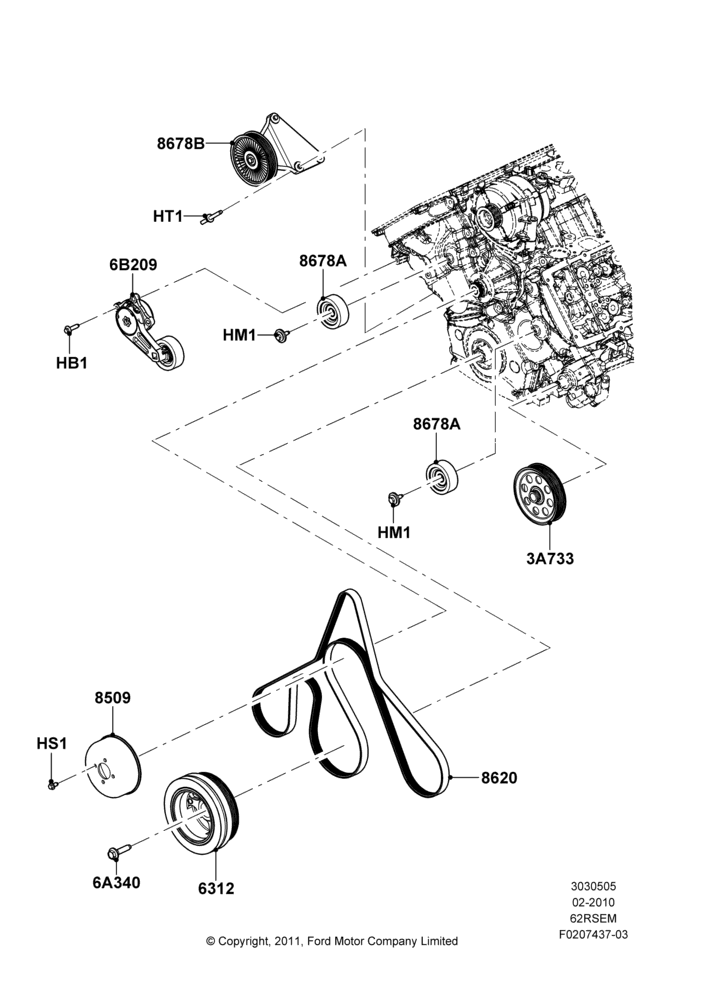 Pulleys and Drive Belts, 6.2L 16V OHC NA V8 Gas