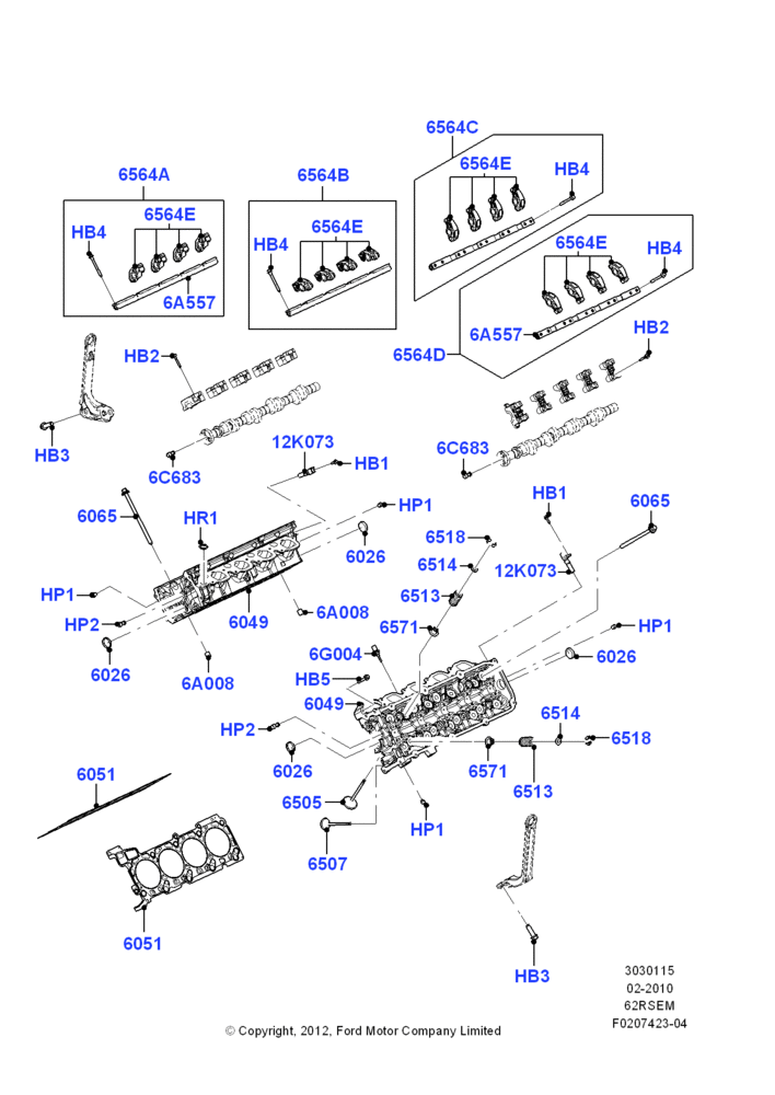 15B - Cylinder Head, 6.2L 16V OHC NA V8 Gas; 22/FEB/2010-05/JUL/2016