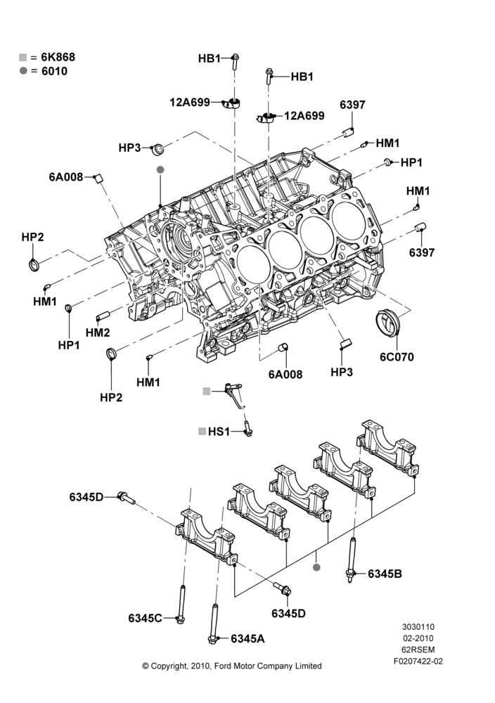 10B - Cylinder Block and Plugs, 6.2L 16V OHC NA V8 Gas; 22/FEB/2010-05/JUL/2016