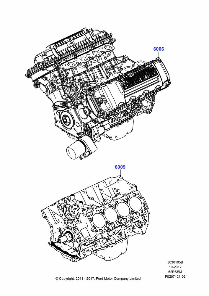 05B - Service Engine and Short Block, 6.2L 16V OHC NA V8 Gas; 22/FEB/2010-05/JUL/2016