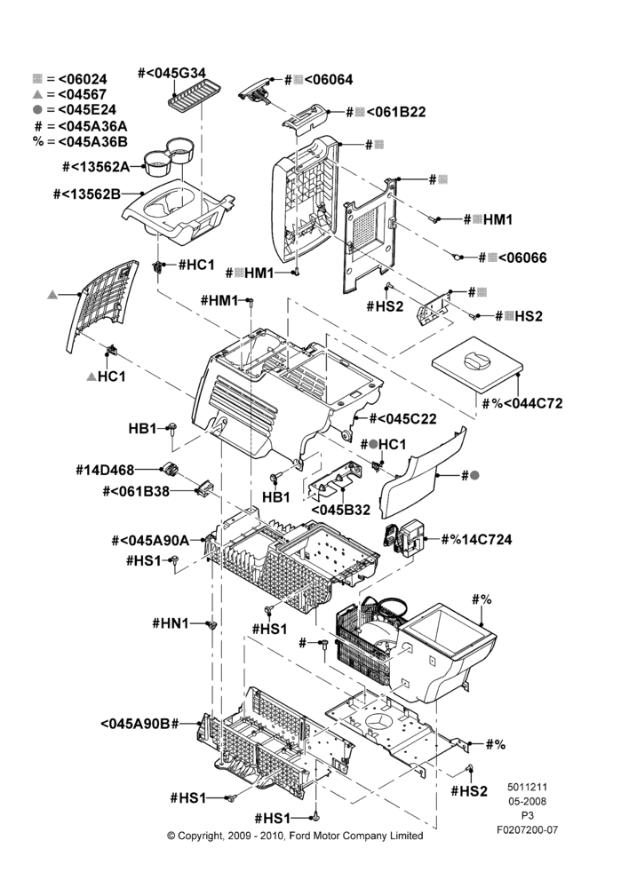 11B - Console - Rear Floor, With Refrigerated Van Pack; 02/MAY/2008-29/FEB/2012