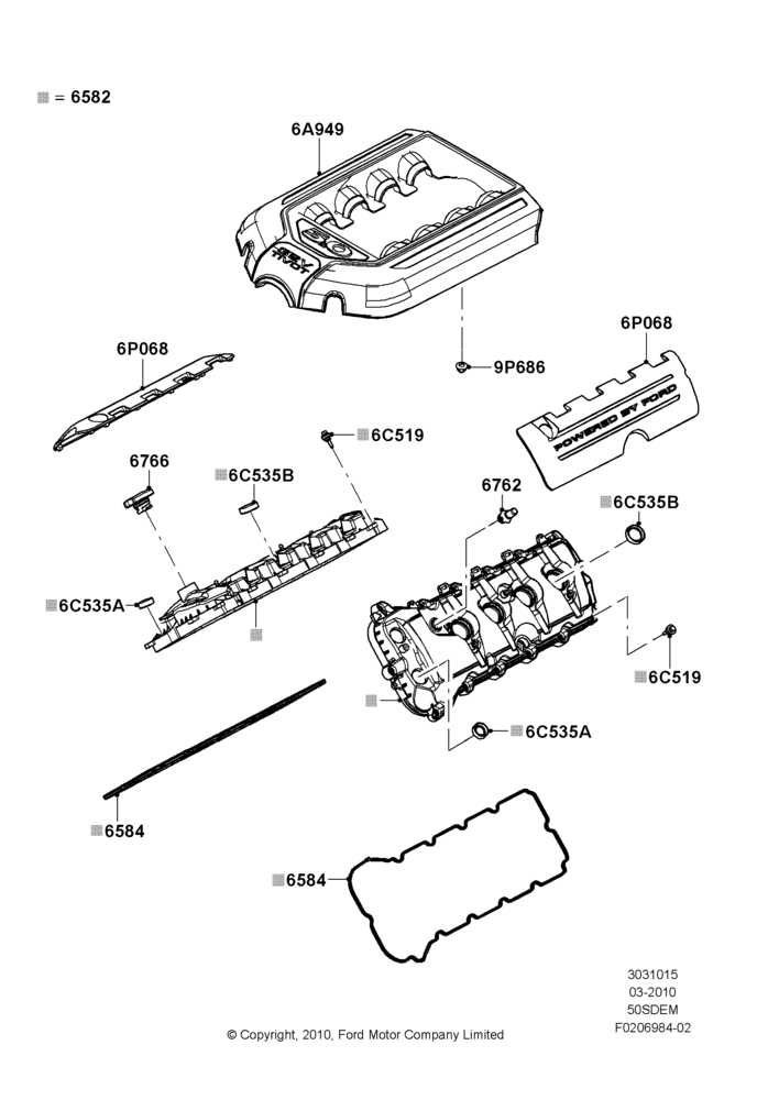 15A - Cylinder Head Cover, MOD 5.0L-4V DOHC SEFI NA; 22/MAR/2010-27/JUN/2014
