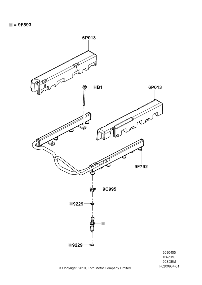 05A - Fuel Injectors and Pipes, MOD 5.0L-4V DOHC SEFI NA; 22/MAR/2010-27/JUN/2014