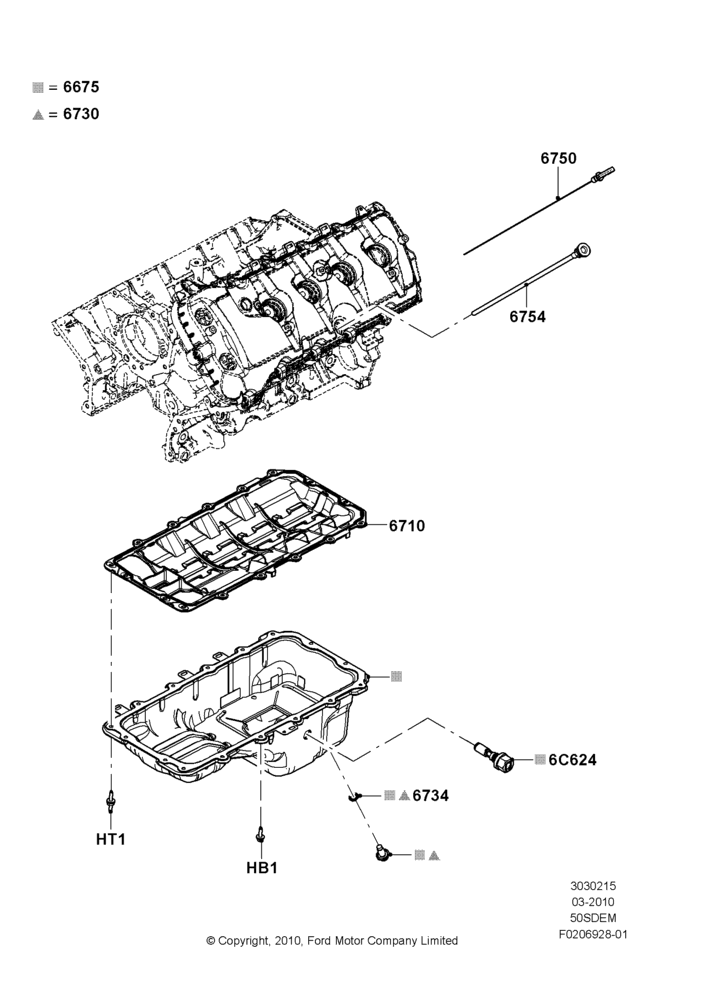 15A - Oil Pan/Oil Level Indicator, MOD 5.0L-4V DOHC SEFI NA; 22/MAR/2010-27/JUN/2014
