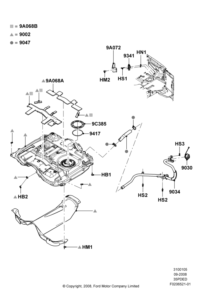 05H - Fuel Tank, 3.5L 4V DOHC VCT SMPI V6 Gas, LHD 4WD (FTD); 16/SEP/2008-12/JUL/2010