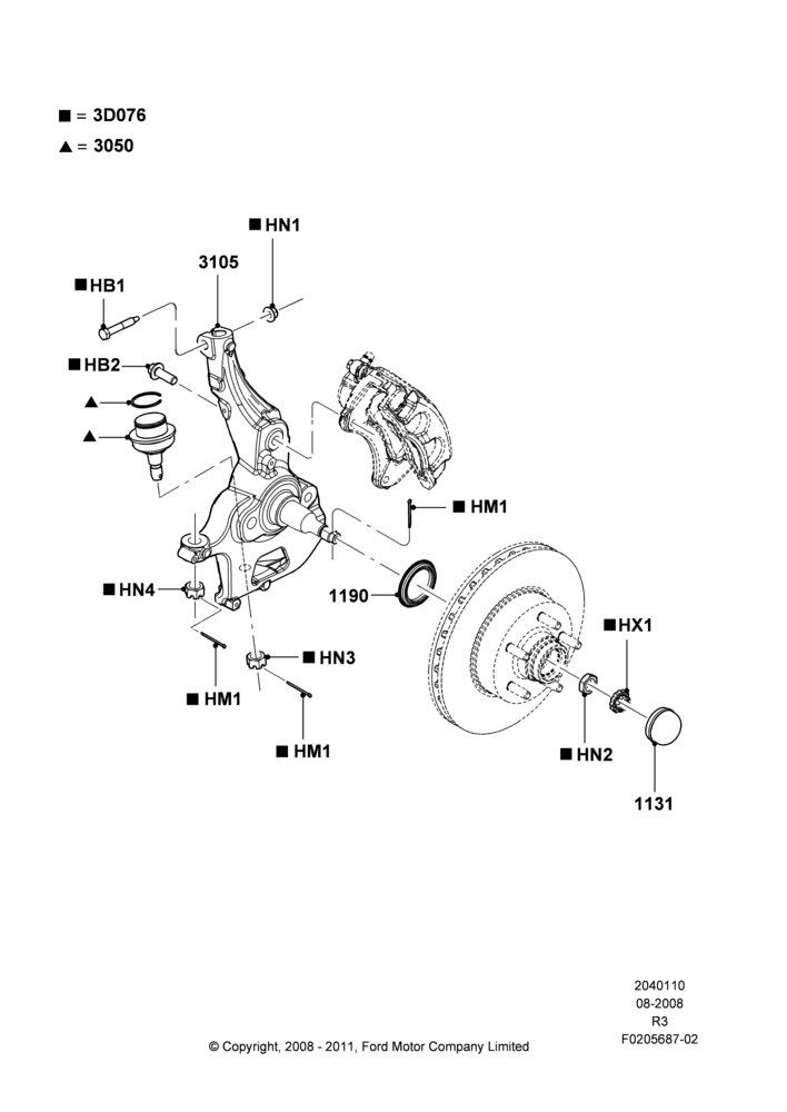 Front Knuckle and Hub, LHD RWD