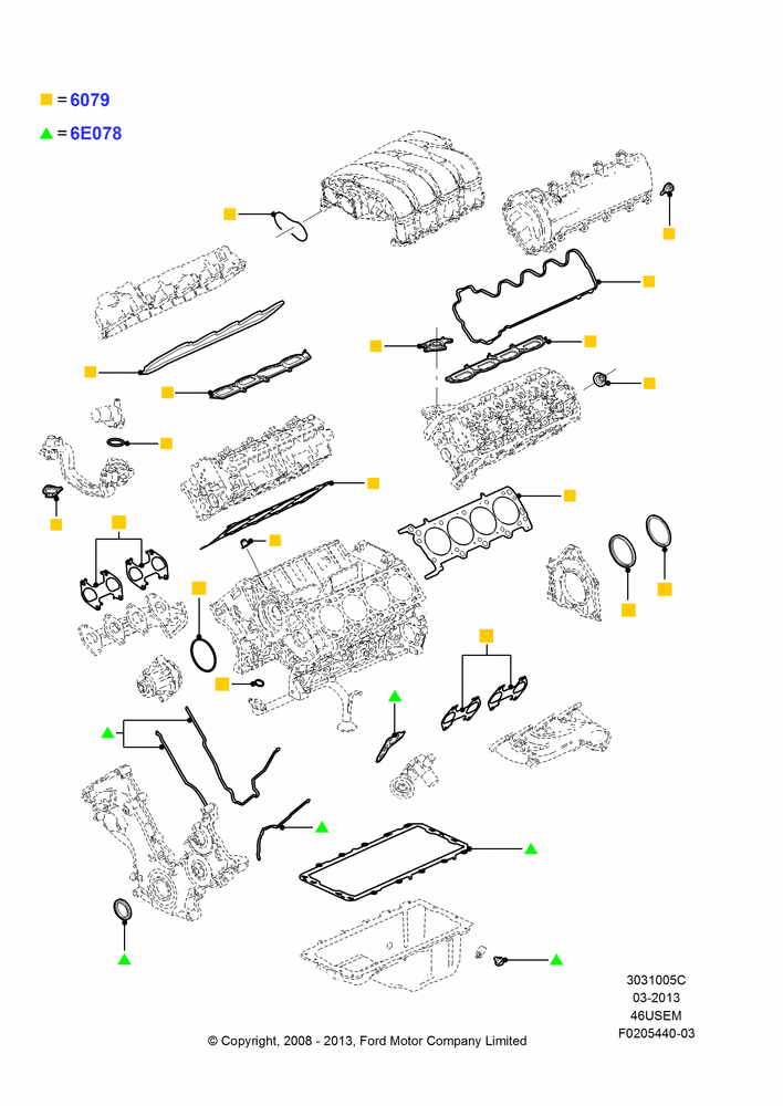 05C - Engine Gasket Kits, 4.6L 3V V8; 18/AUG/2008-23/DEC/2014