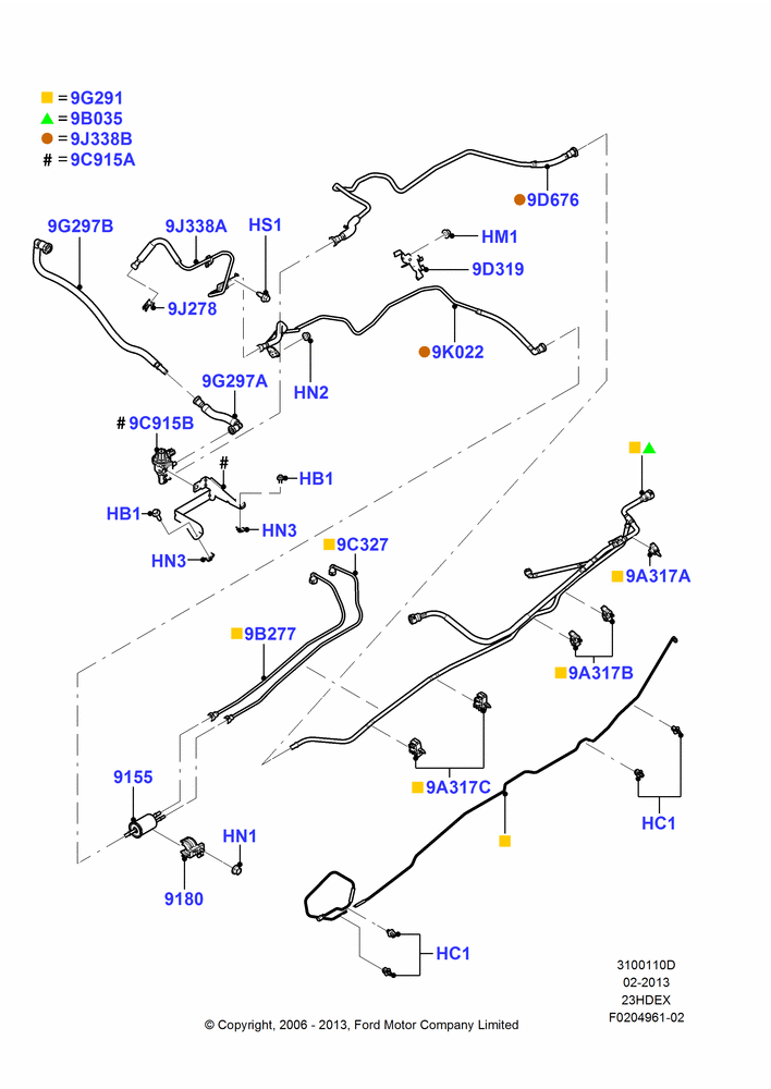 10D - Fuel Lines, 2.3L 4V NA I4 Petrol; 01/MAY/2006-16/DEC/2011