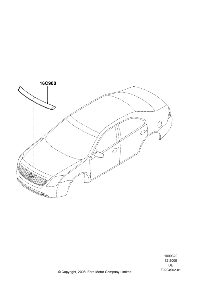 20E - Body Dress Up Kits - Front, Mercury Division Derivative, Accessory, Hood Air Deflector; 04/FEB/2009-29/JUL/2012