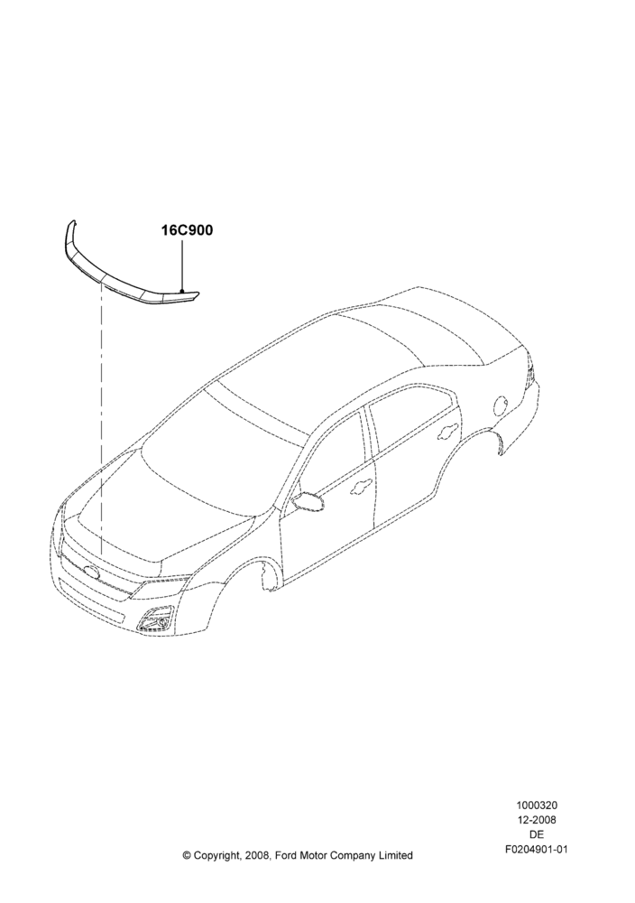 20D - Body Dress Up Kits - Front, Ford Division Derivative, Accessory, Hood Air Deflector; 04/FEB/2009-29/JUL/2012
