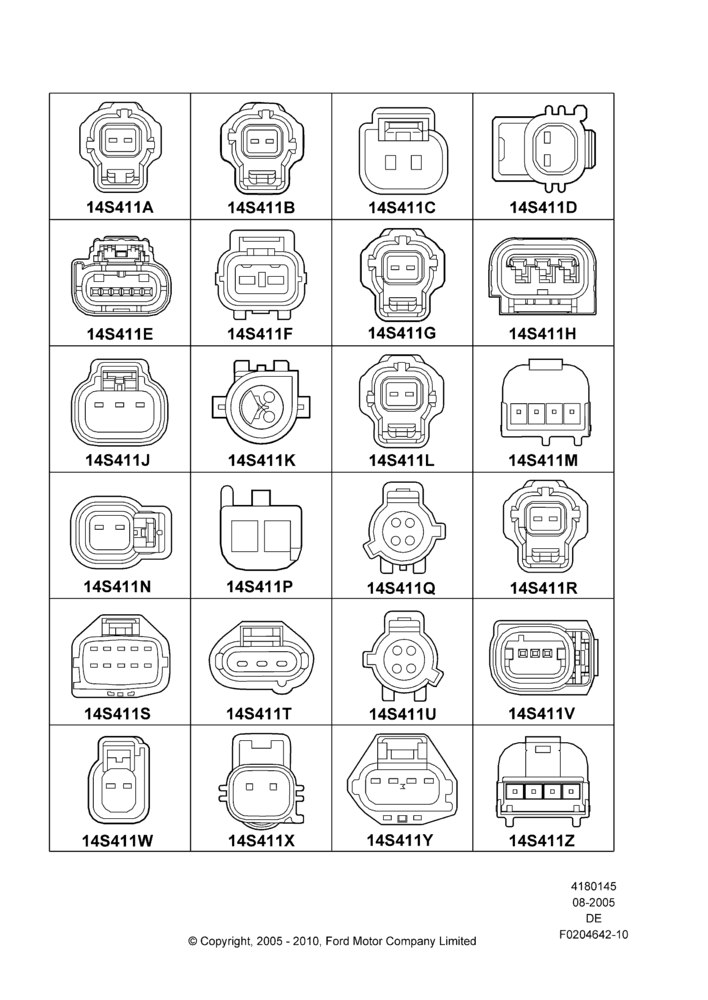 45CA - Pigtail Wiring Kits, Page A, Sensors; 01/AUG/2005-04/FEB/2009