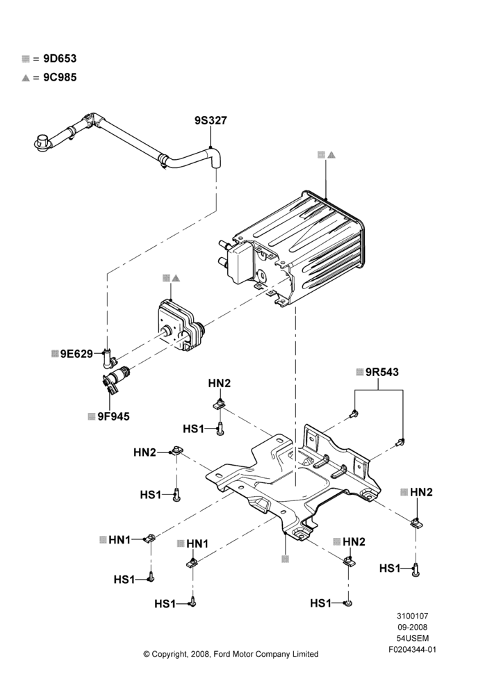 07N - Fuel Vapour System, 5.4L 3V V8, Wide Frame (Pickup), With Mid-Ship Fuel Tank; 16/SEP/2008-12/FEB/2010