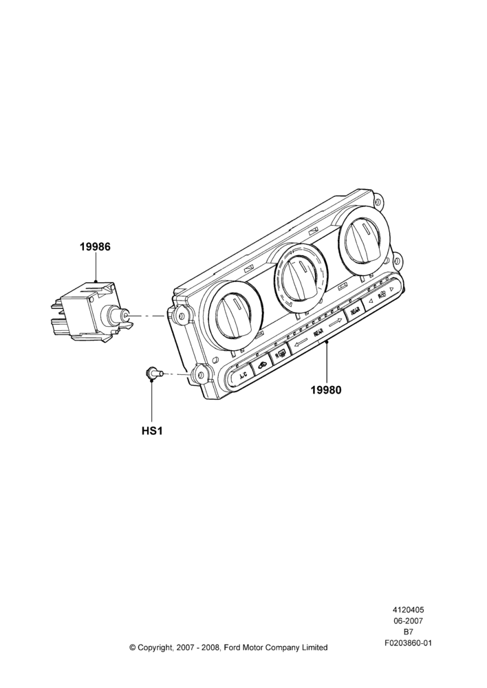 05C - Heater & Air Conditioning Controls, With Auxiliary Air Conditioning, Main Control Unit; 11/JUN/2007-11/AUG/2014
