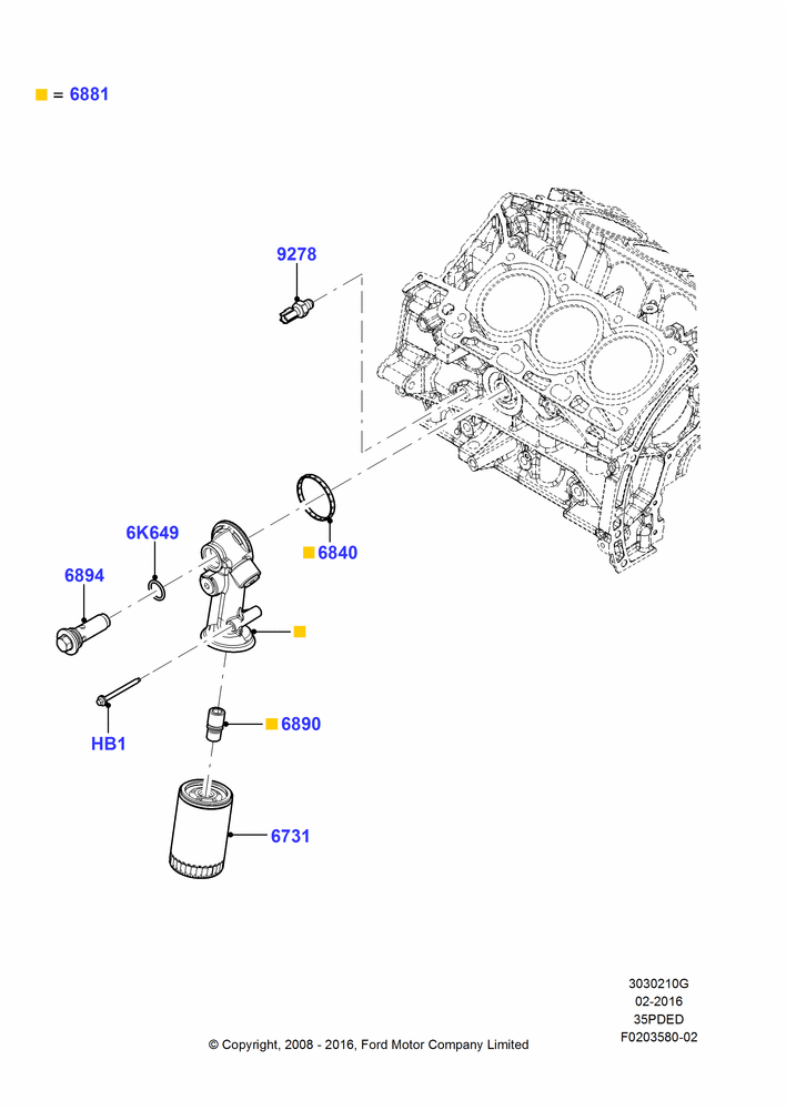 10G - Oil Cooler and Filter, 3.5L 4V DOHC VCT SMPI V6 Gas, Less Trailer Towing; 06/NOV/2006-16/JAN/2009