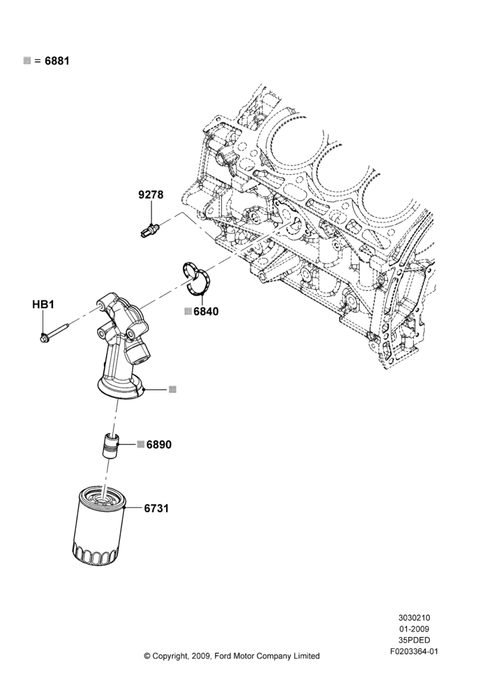 10D - Oil Cooler and Filter, 3.5L 4V DOHC VCT SMPI V6 Gas; 16/JAN/2009-15/JUN/2009