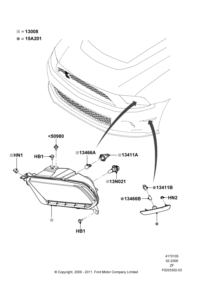 Headlamps and Front Flasher Lamps, Shelby Version, With Halogen Headlamp