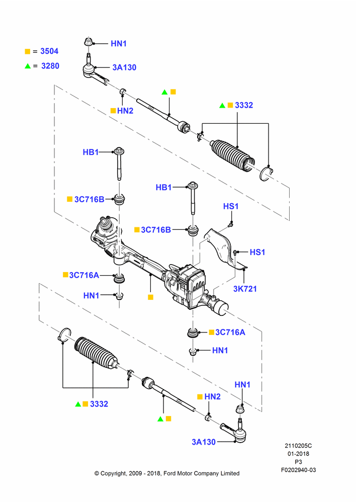 05C - Steering Gear, 3.5L DOHC T/C V6 Gas; 06/JUL/2009-29/FEB/2012