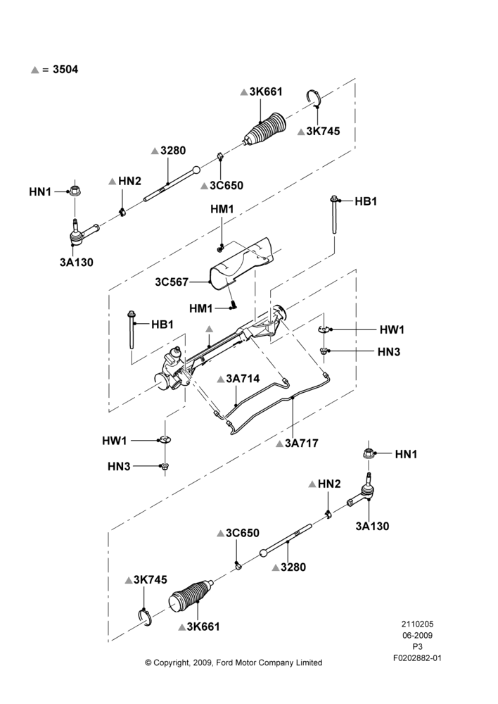 05B - Steering Gear, 3.5L 4V DOHC VCT SMPI V6 Gas; 06/JUL/2009-29/FEB/2012