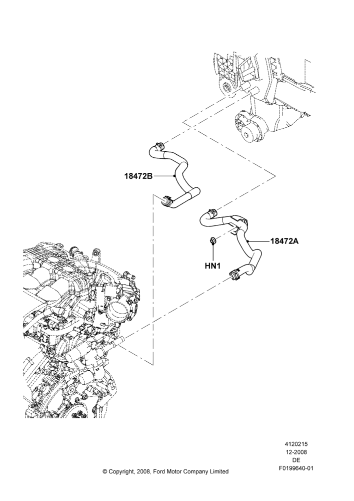 15C - Heater Hoses, 3.5L 4V DOHC VCT SMPI V6 Gas; 30/AUG/2006-29/JUL/2012