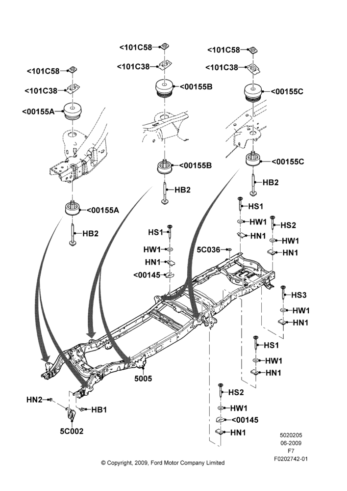05Q - Chassis Frame, Wide Frame (Pickup), Super Cab; 29/JUN/2009-12/FEB/2010
