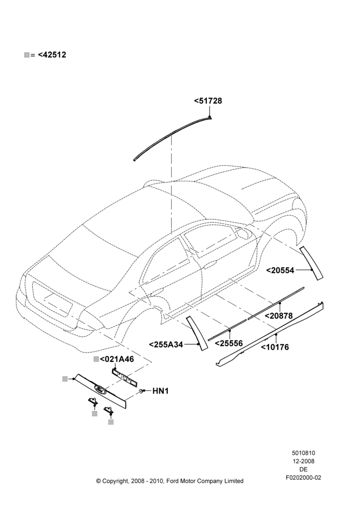 10D - Body Mouldings, Ford Division Derivative; 04/FEB/2009-29/JUL/2012