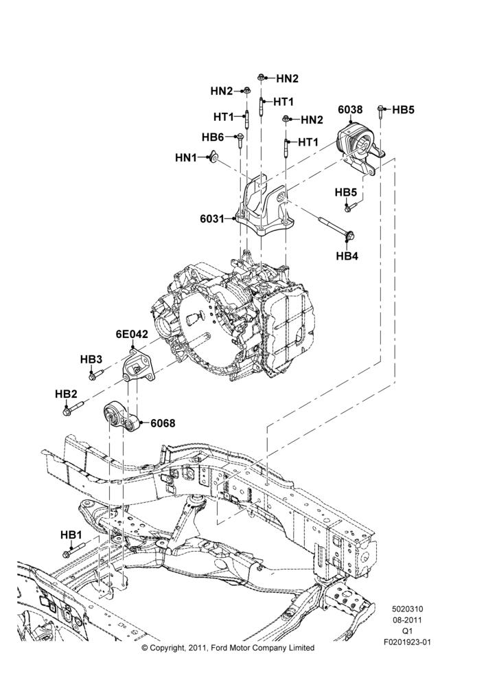 10B - Transmission Mounting, 2.0L EcoBoost (240PS); 08/AUG/2011-24/DEC/2014
