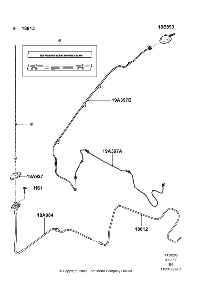 05G - Antenna, With Satellite Radio Reception, All Radios Less Navigation, AM/FM/Satellite Antenna; 24/AUG/2009-22/AUG/2011