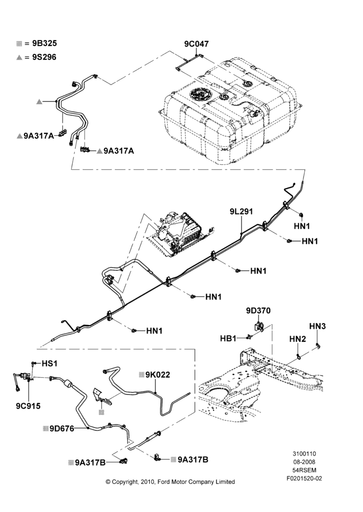 10G - Fuel Lines, 5.4L Modular SOHC V8, Extended Plus Capacity Fuel Tank; 18/AUG/2008-06/APR/2015