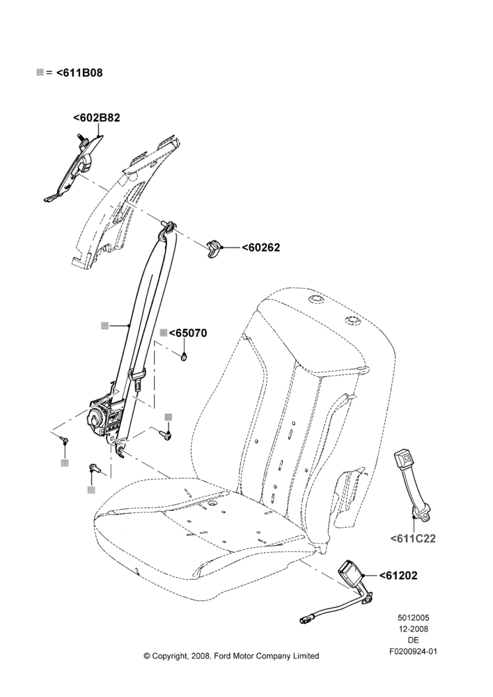 05E - Front Seat Belts, Mercury Division Derivative; 04/FEB/2009-29/JUL/2012