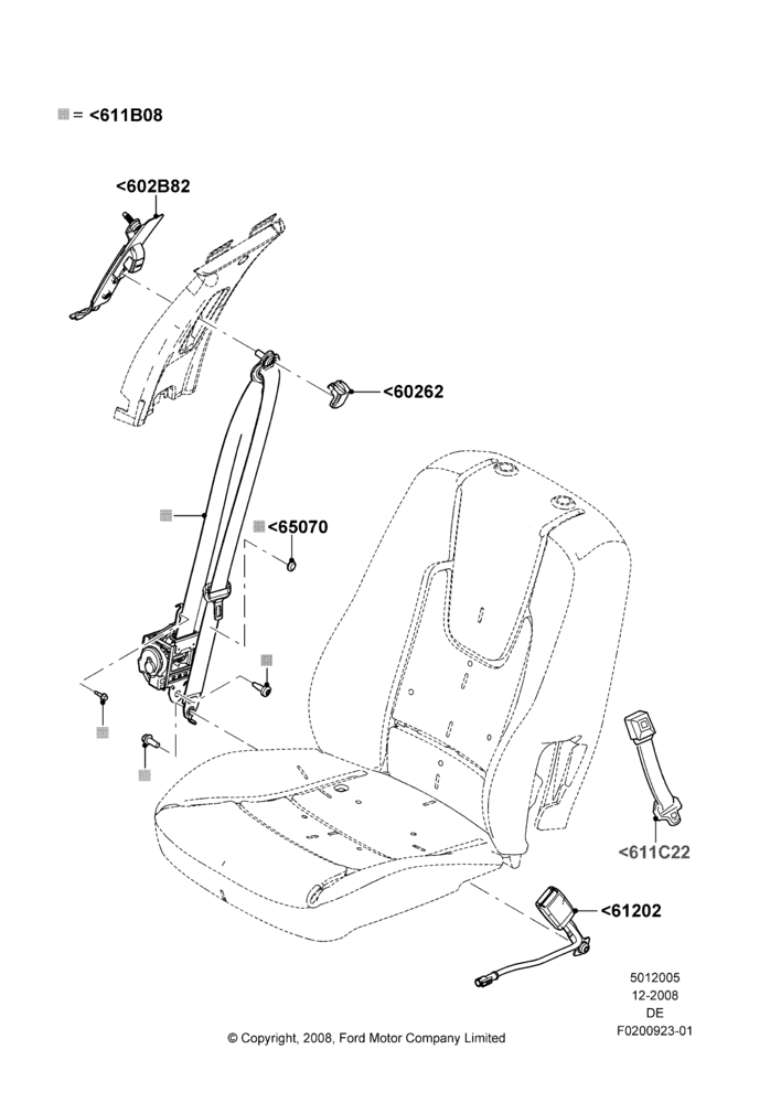 05D - Front Seat Belts, Ford Division Derivative; 04/FEB/2009-29/JUL/2012