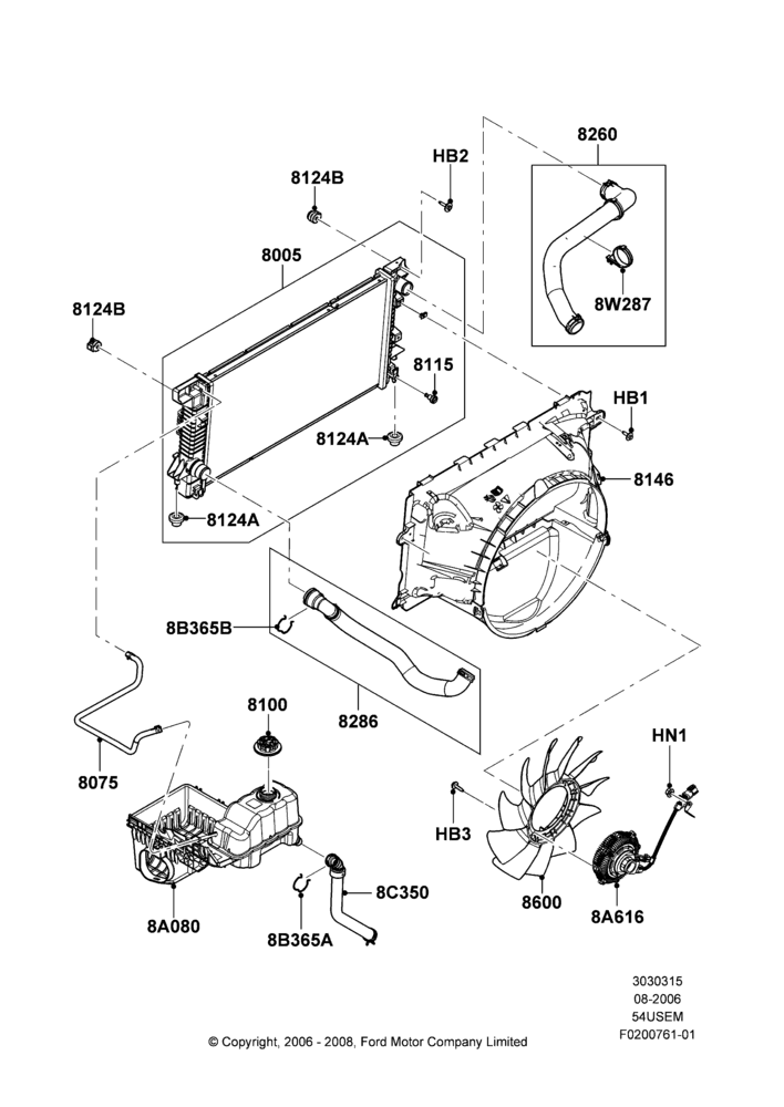 15N - Radiator/Coolant Overflow Container, 5.4L 3V V8; 02/AUG/2006-15/SEP/2008