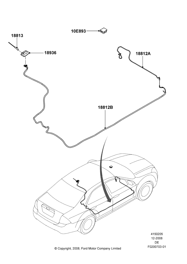 05L - Antenna, Ford And Mercury Derivative, Less AM/FM Stereo/6 CD/Nav System, Less Radio Reception Equipment, Cellphone Interface System - 2; 04/FEB/2009-29/JUL/2012