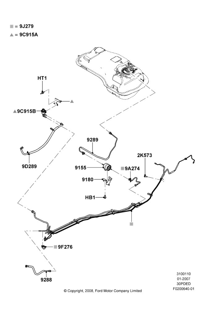 10H - Fuel Lines, 3.0 V6 24V DOHC EFI Modular; 08/JAN/2007-23/JUN/2008
