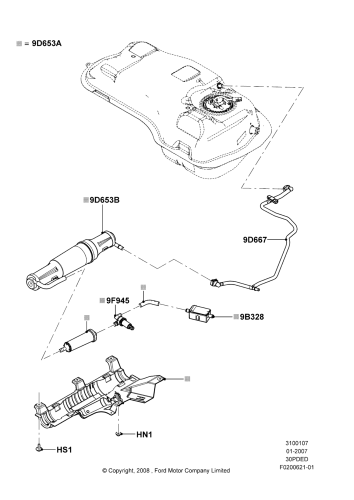07M - Fuel Vapour System, 3.0 V6 24V DOHC EFI Modular, With Onboard Vapour Recovery System; 08/JAN/2007-23/JUN/2008