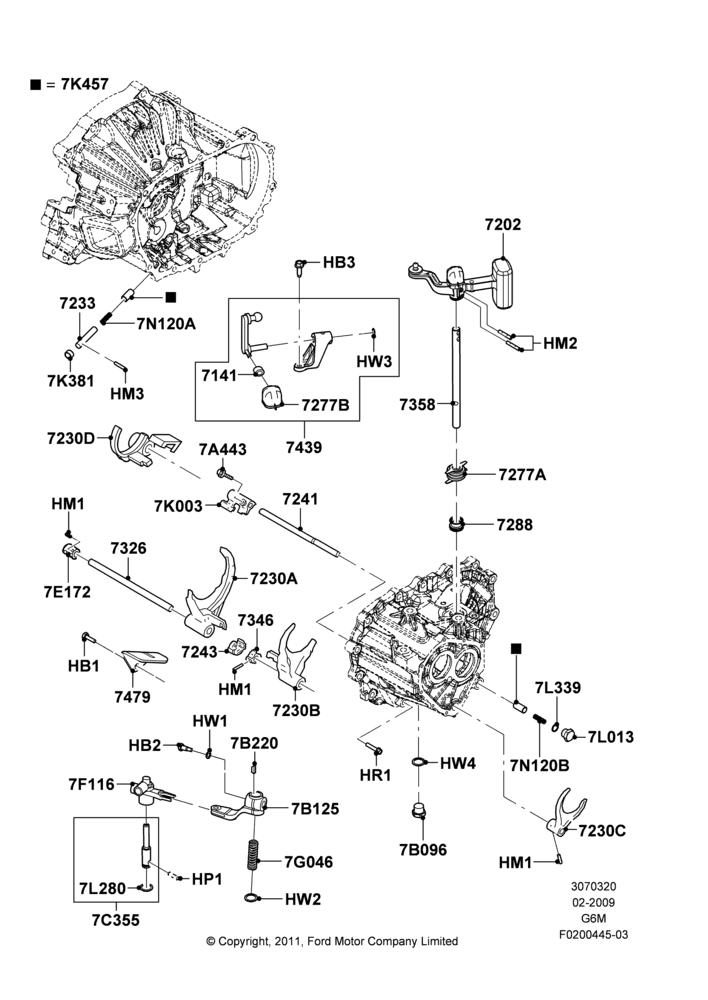 20A - Manual Transaxle Gearshift, 6 Speed Manual Trans Mazda G6M; 04/FEB/2009-29/JUL/2012
