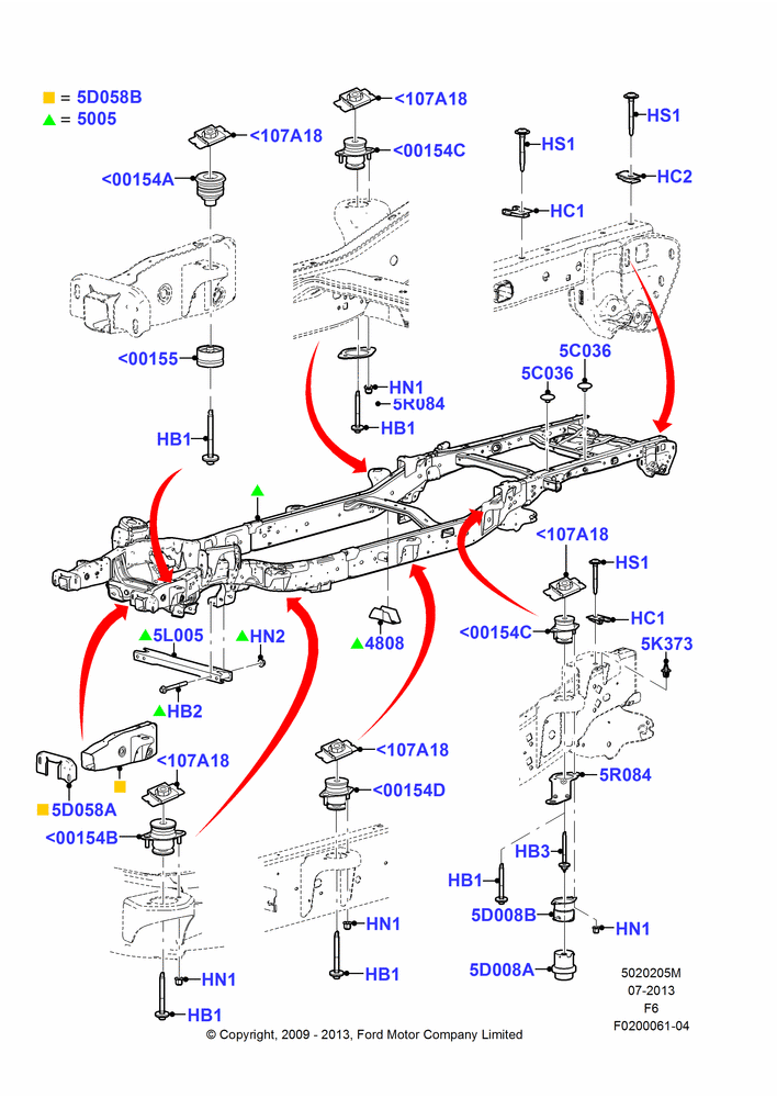 05M - Chassis Frame, (-) SVT, Less Version Packages, Super Cab; 06/JUL/2009-23/DEC/2014